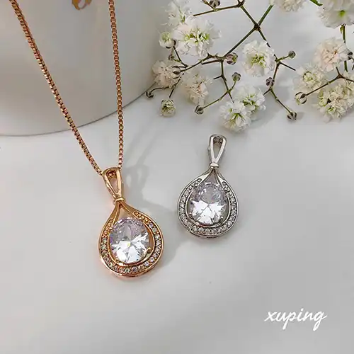 پلاک آویز ژوپینگ طرح اشک نگین